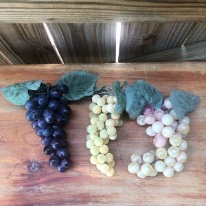 Set of 3 Realistic Vintage Artificial Grape Bunches